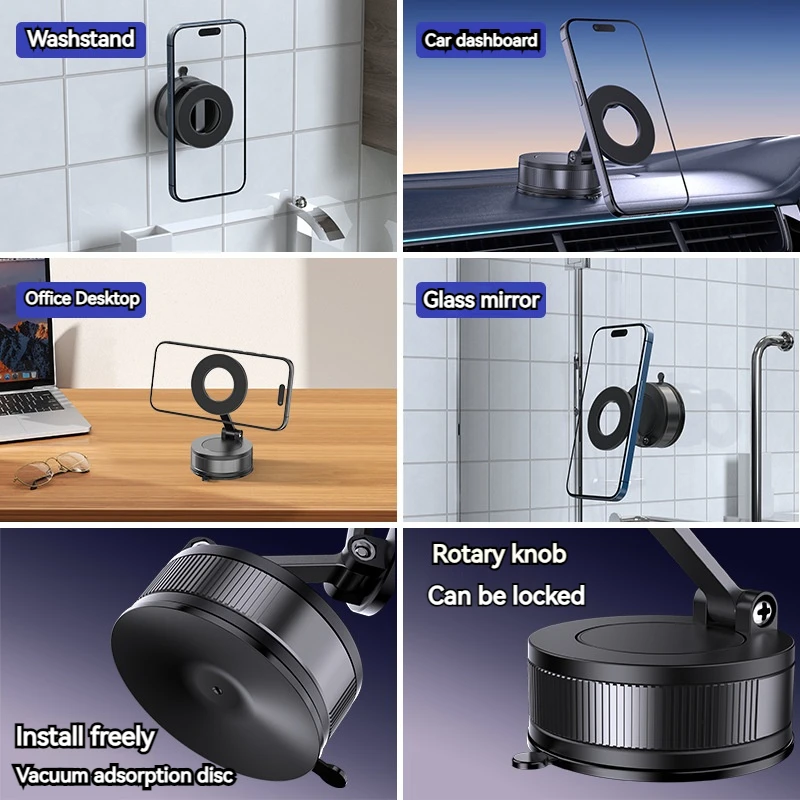 Supporto per telefono per auto magnetico in metallo con ventosa nano Supporto per telefono pieghevole con rotazione a 360 in auto per Iphone 15 14 13 12 Pro Max Samsung
