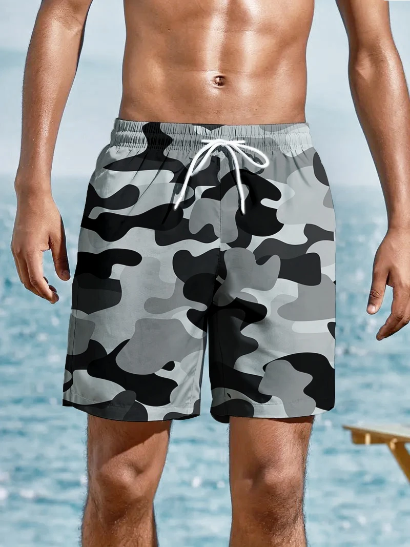 Men's camouflage elements 3D digital printing casual personality large size quick-drying beach pants street trend men's shorts