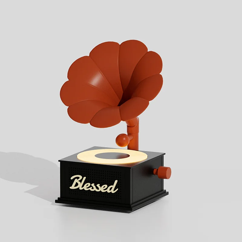 Gramophone Bluetooth Speaker Small Bluetooth Karaoke Microphone Sound Mini Wireless Subwoofer Retro Wood Portable Box