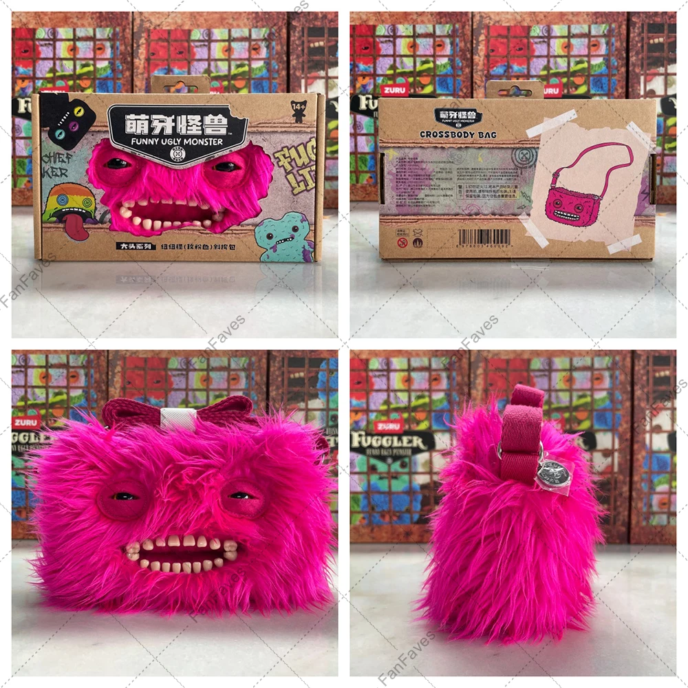 Fuggler Plush Crossbody Bag Big Head Ugly Tooth Monster Furry Animal Purse Backpack Wallet with Chain Strap Great Birthday Gift