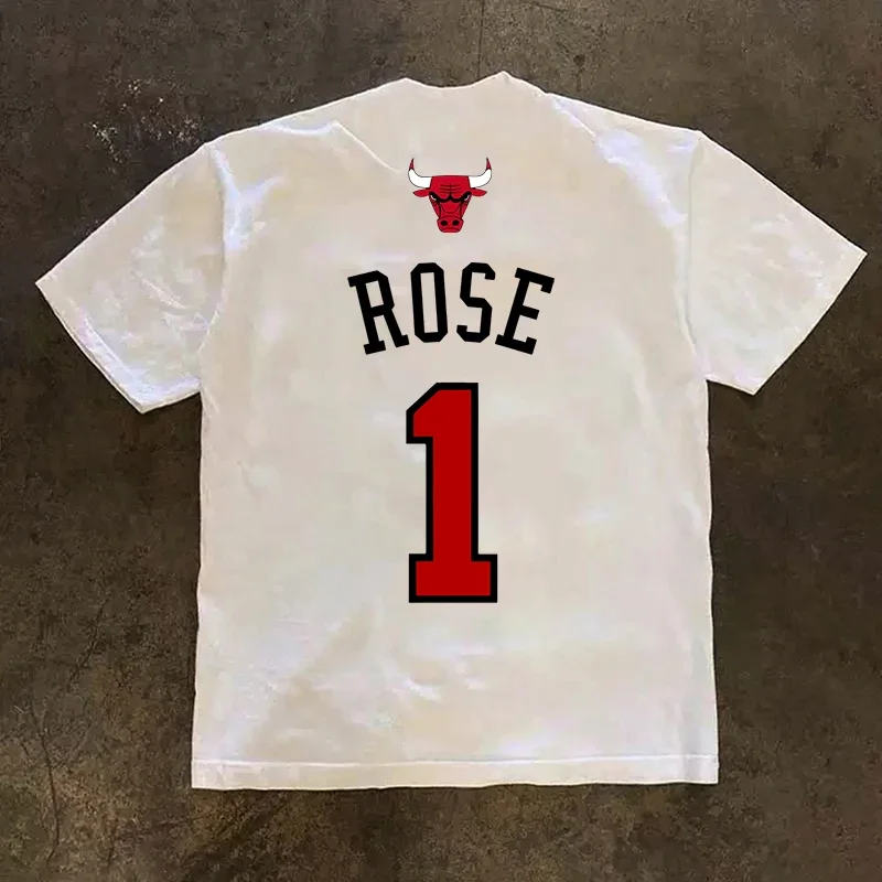 

Rose 1 Brand T-shirts Summer LeBron James Basketball Star T Shirt Men Women Short Sleeve Cotton Tees American Vintage Top