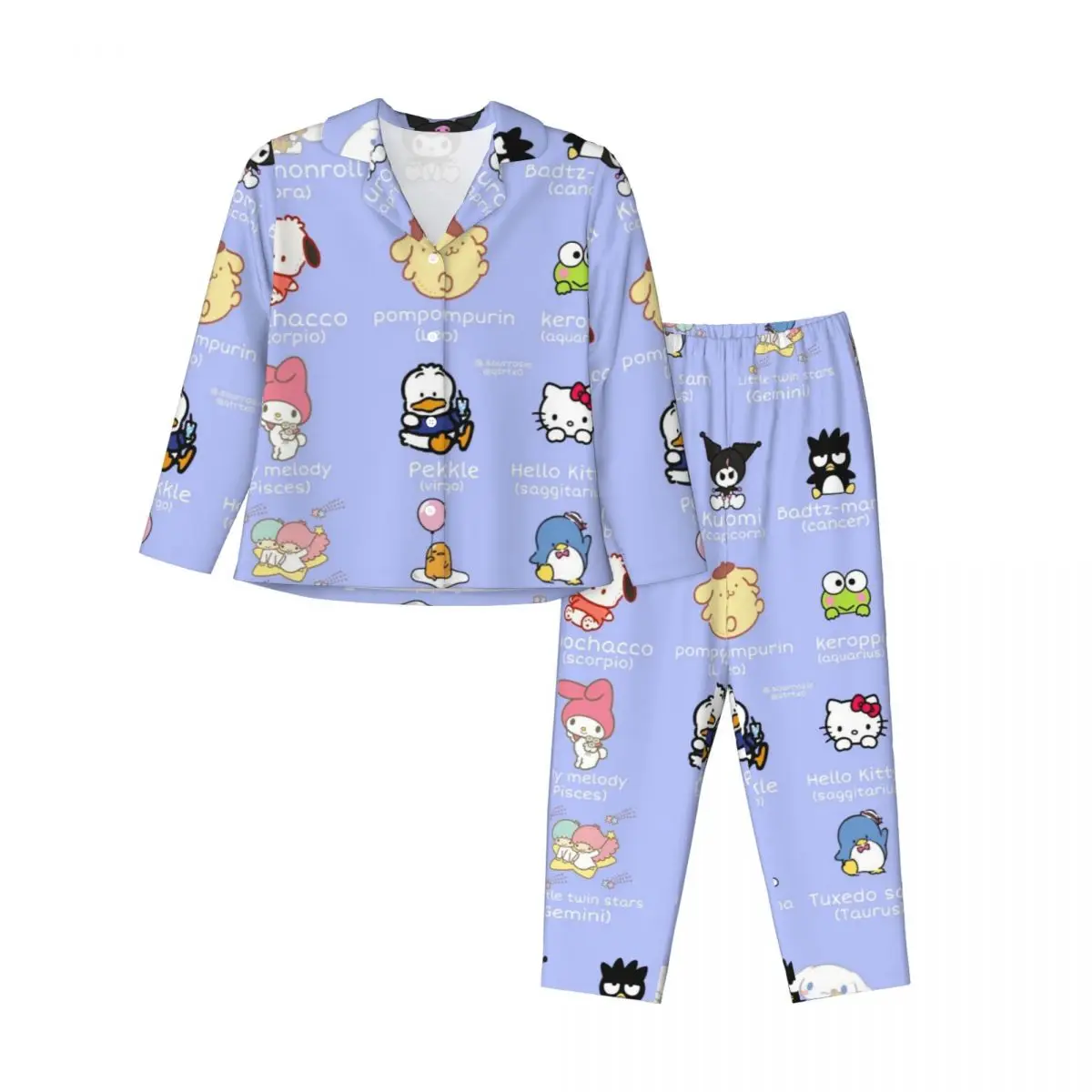 

Sanrio Characters Hello Kitty Kuromi My Melody Women's Pajamas Set Button Down Pajama 2 Piece Suit Pyjama Nightwear Loungewear