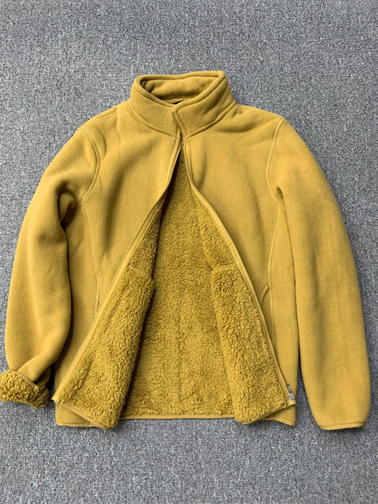 

Harbin Northeast Men's Thiened Fce Lined Stand Collar Coat Lamb Fur Cotton Winter Warm Resistant to -40 Deees Outerwear