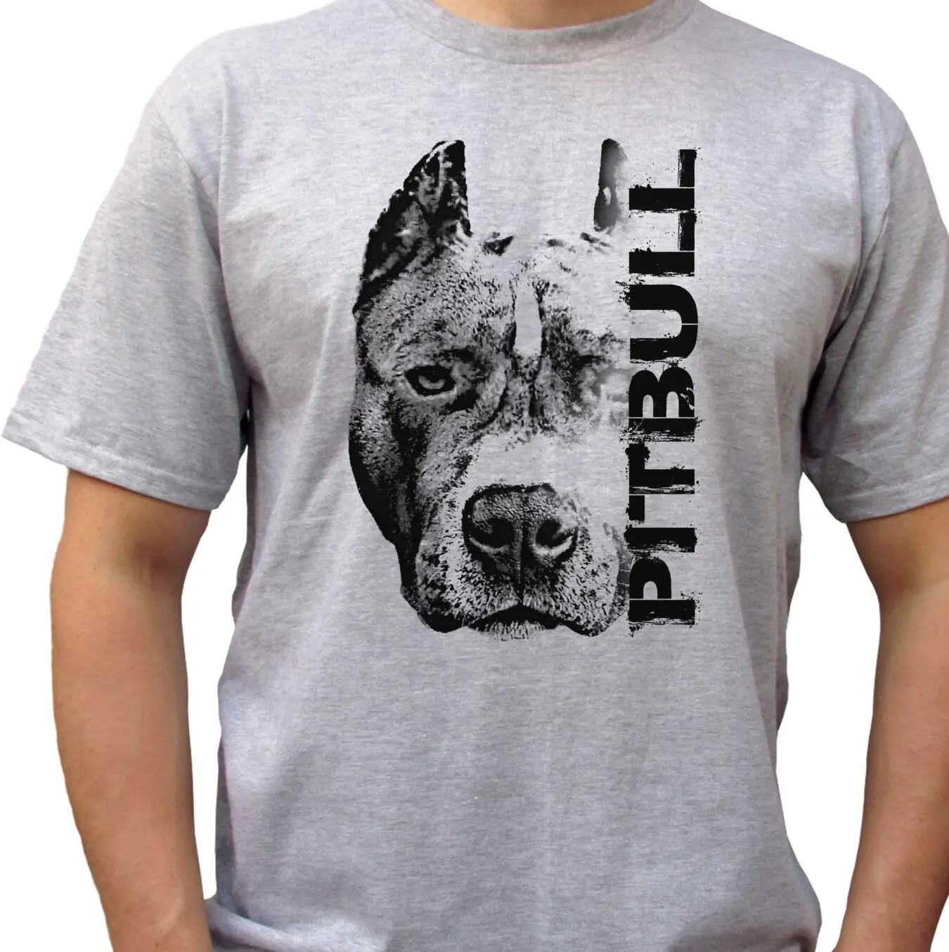 

Pitbull head - grey t shirt top pit bull tee dog design - mens sizes