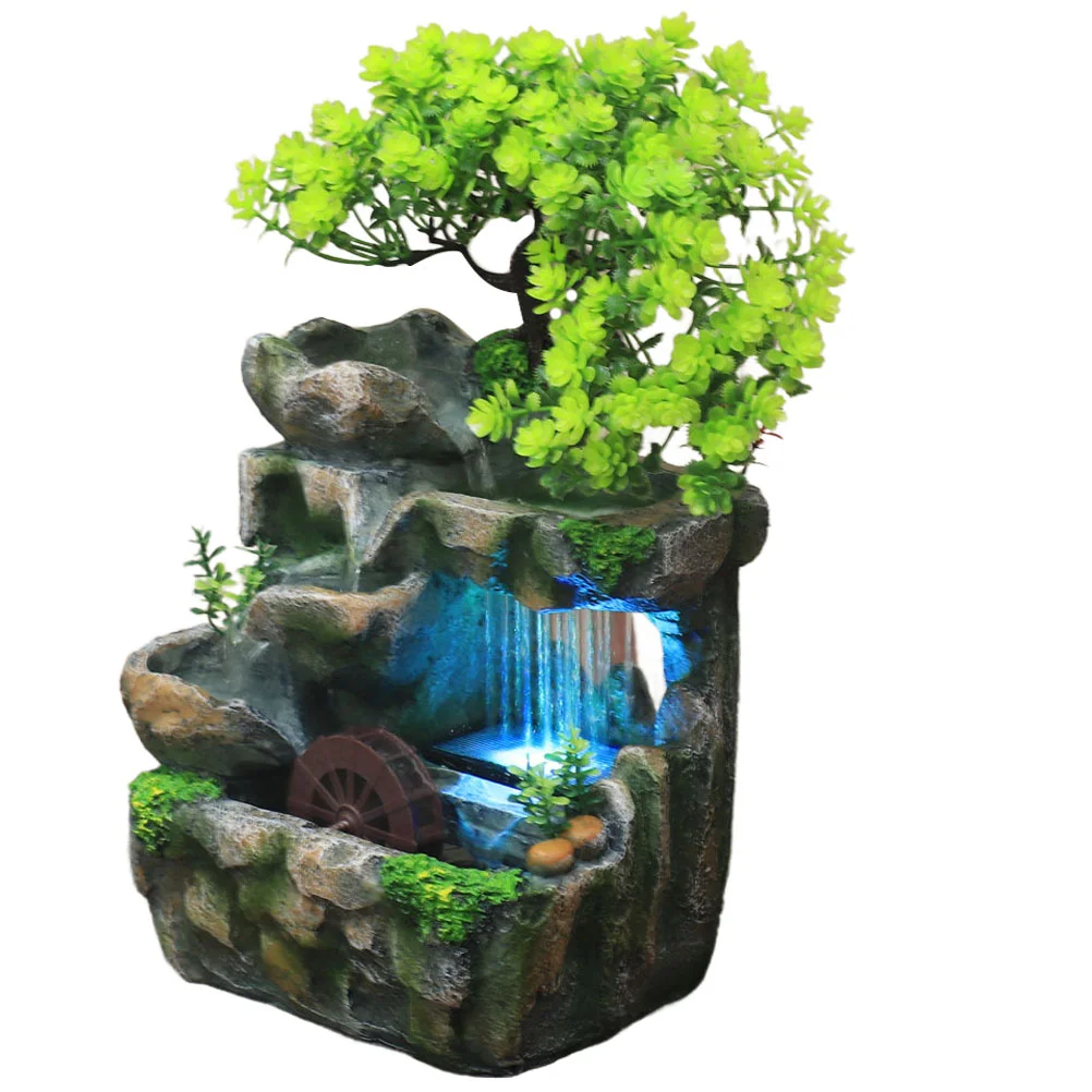 Indoor Desktop Waterfall Fountain Rockery Bonsai Zen Meditation Relaxation Ornaments Mini Fountains Decor