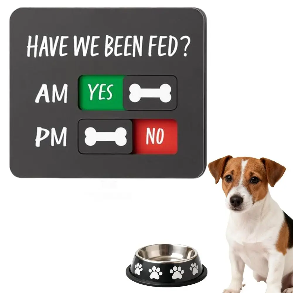 Magnet Included Pet Feeding Reminder Sign AM PM Indicator Yes No Option Pet Feed Tracker Acrylic Material Slider Design
