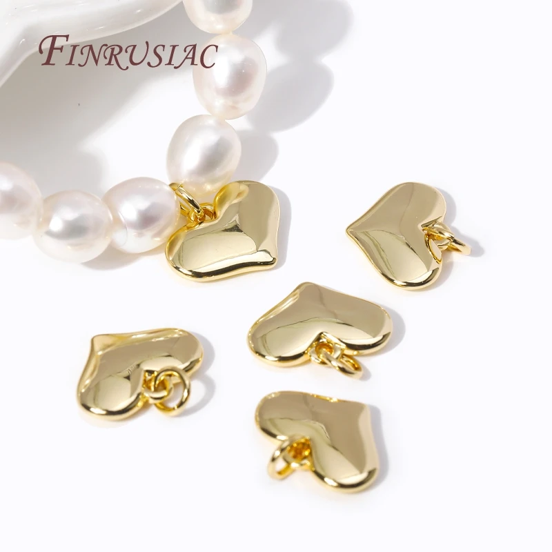 18K Gold Plated Heart Pendant For Necklace Making,High Quality Brass Metal Charms,Handmade DIY Jewelry Accessories Wholesale