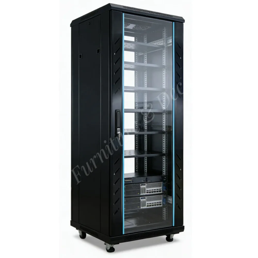 High Quality 37U 19 Inch Server Rack Floor Standing Network Cabinet with Perforated Door Black IP20 Protection for Data Center