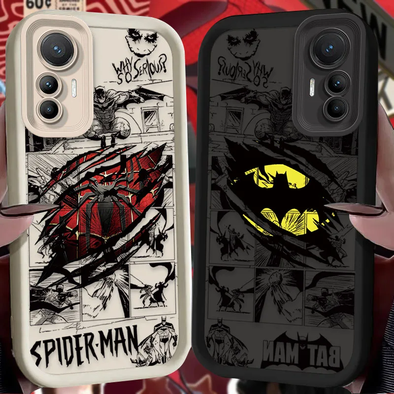 Marvel Spider Man Batman Case for Xiaomi 14T 13T 12T 11T 13 12 11 Lite 5G NE POCO X6 X5 F6 F5 F3 X4 GT X3 NFC M5S C65 M6 Pro 4G