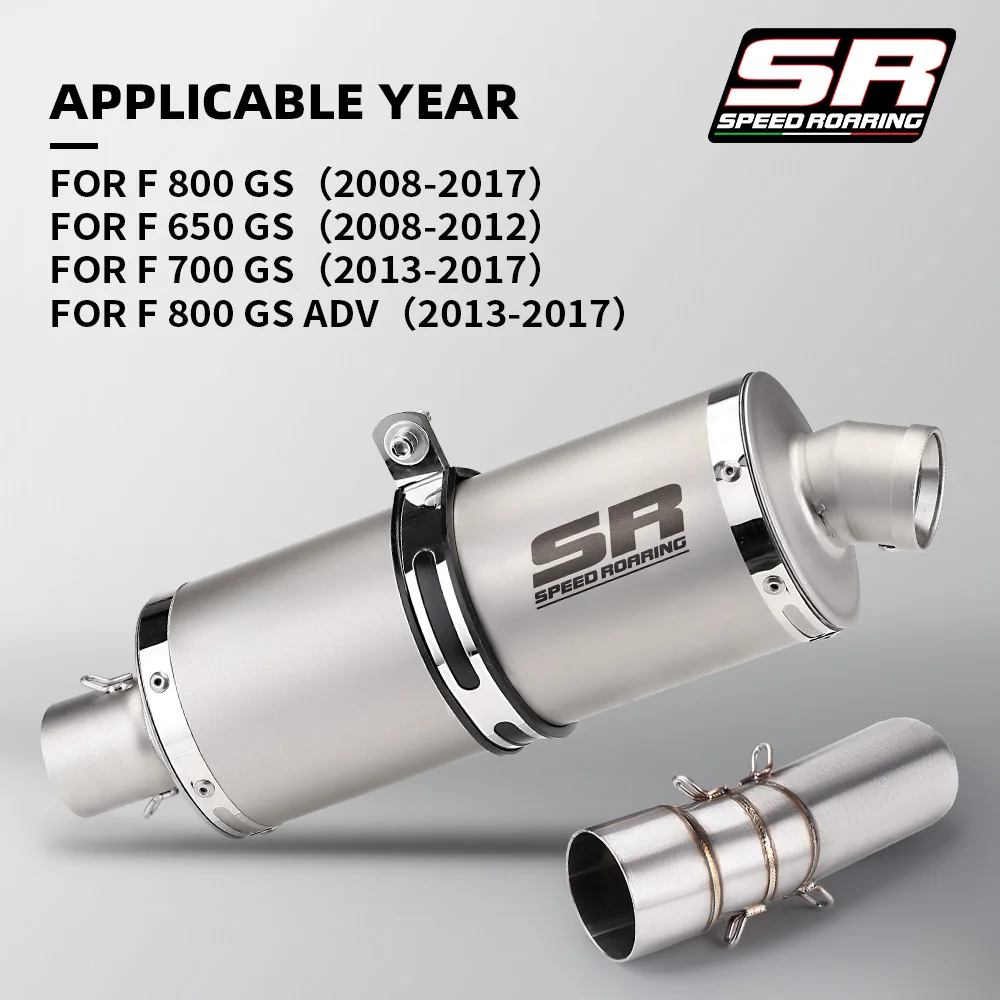 Modified Motorcycle Mid Link Pipe Slip‑On Connect T118 Muffler Exhaust System For  F700GS F800GS ADV 2013‑2017 Exhaust
