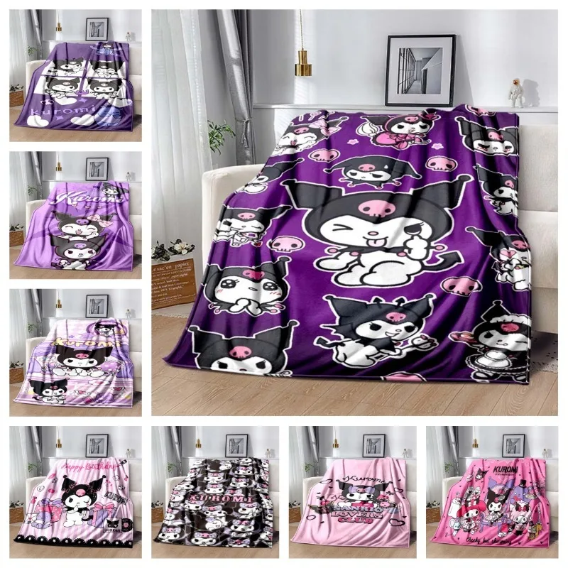 

HD Kuromi Blanket Sanrio Cartoon Blankets for Couch Sofa Bed Camping Traveling Cute Home Soft Warm Tapestry Decoration Home Gift