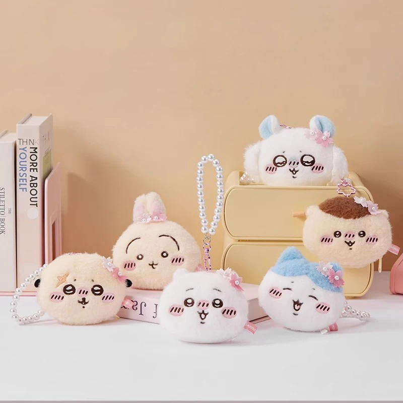 SanrioChiikawa Sakura Series Plush Coin Purse Cute Cartoon Small Wallet Bag Pendant Kawaii Stuffed Keychain Collectible Toy Gift