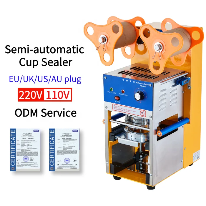 Cup Sealing Machine/cup Sealer Portable Automatic Milk Tea Plastic Paper 22/23.5KG 400-600cups/h 95/75mm Cartons Stainless Steel