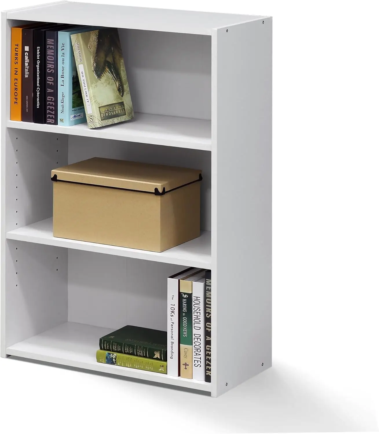 

Современная трехъярусная книжная полка с закрытой спинкой, 11,6x24,5x35,3 дюйма, для гостиной, спальни, офиса, мягкий белый цвет