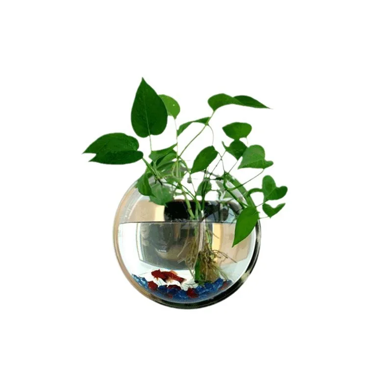 

Acrylic wall-mounted fish tank wall-mounted hanging aquarium ecological tank creative mini round mirror small goldfish