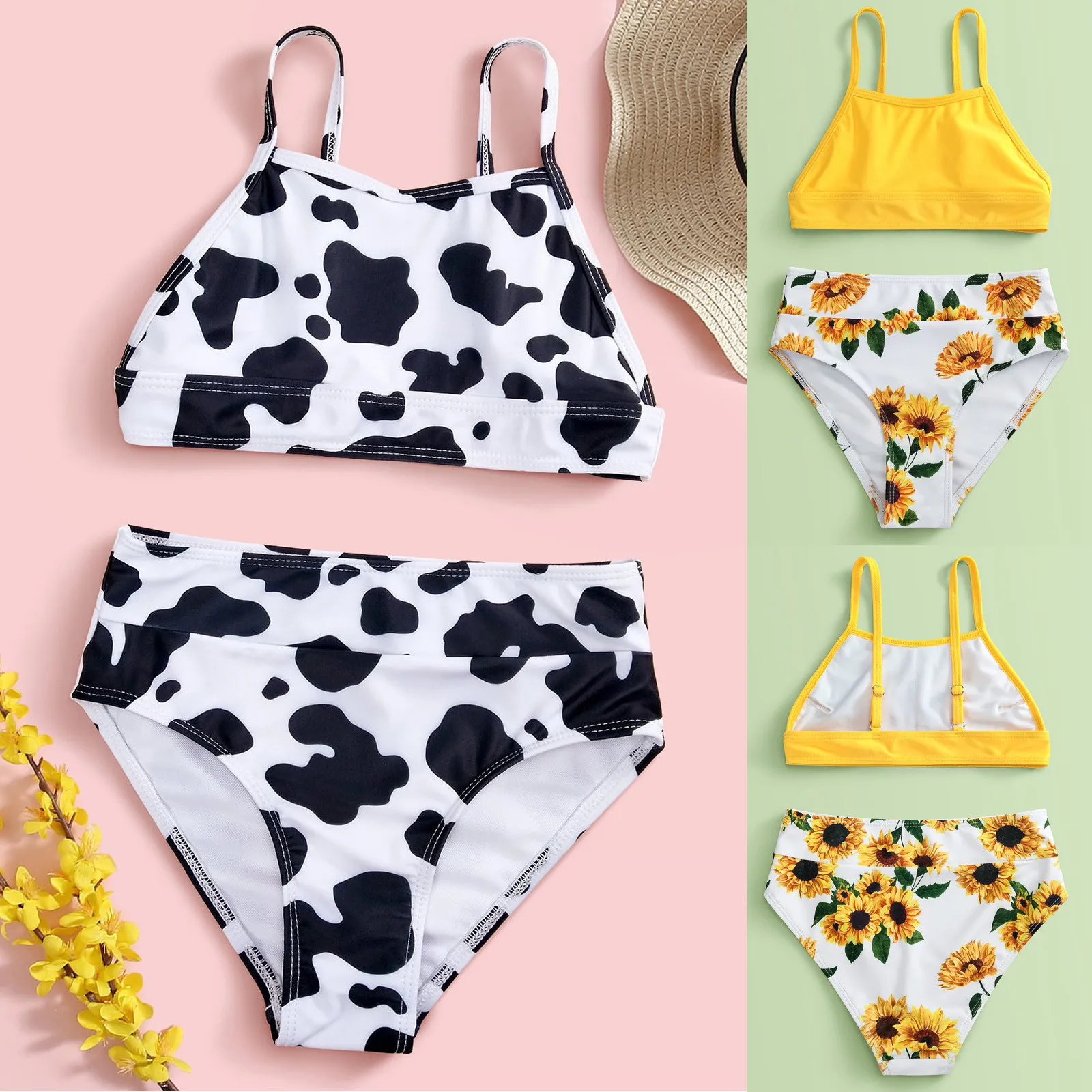 7-14 Years Two Pieces Teenager Kids Swimwear Sets Outfits Infant Bikini Summer Swimsuit Girls Bikini Set Beachwear купальник