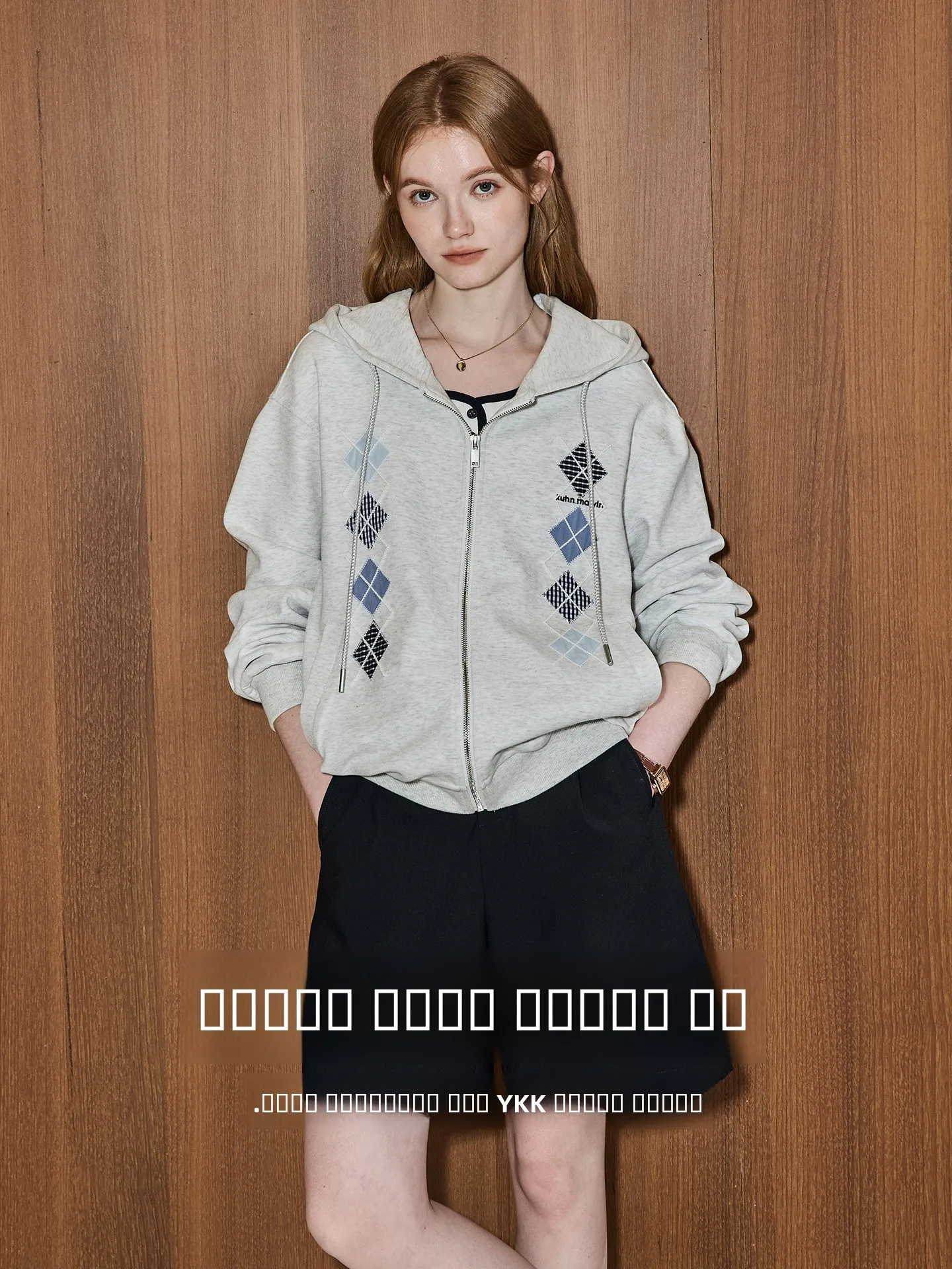 

Женская свободная повседневная кофта-кардиган KuNMaVi с капюшоном и ромбовидным узором, на молнии, весна 2026, дышащий трикотаж из хлопка