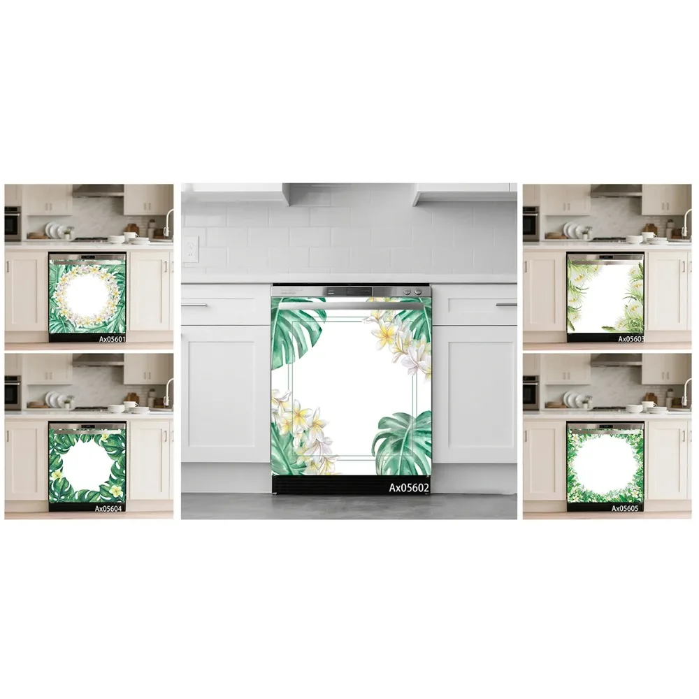 Tropical Monstera Leaf Dishwasher Sticker Self Adhesive Wallpaper for Washing Machine Cabinets Wardrobe Door Aesthetics Decor