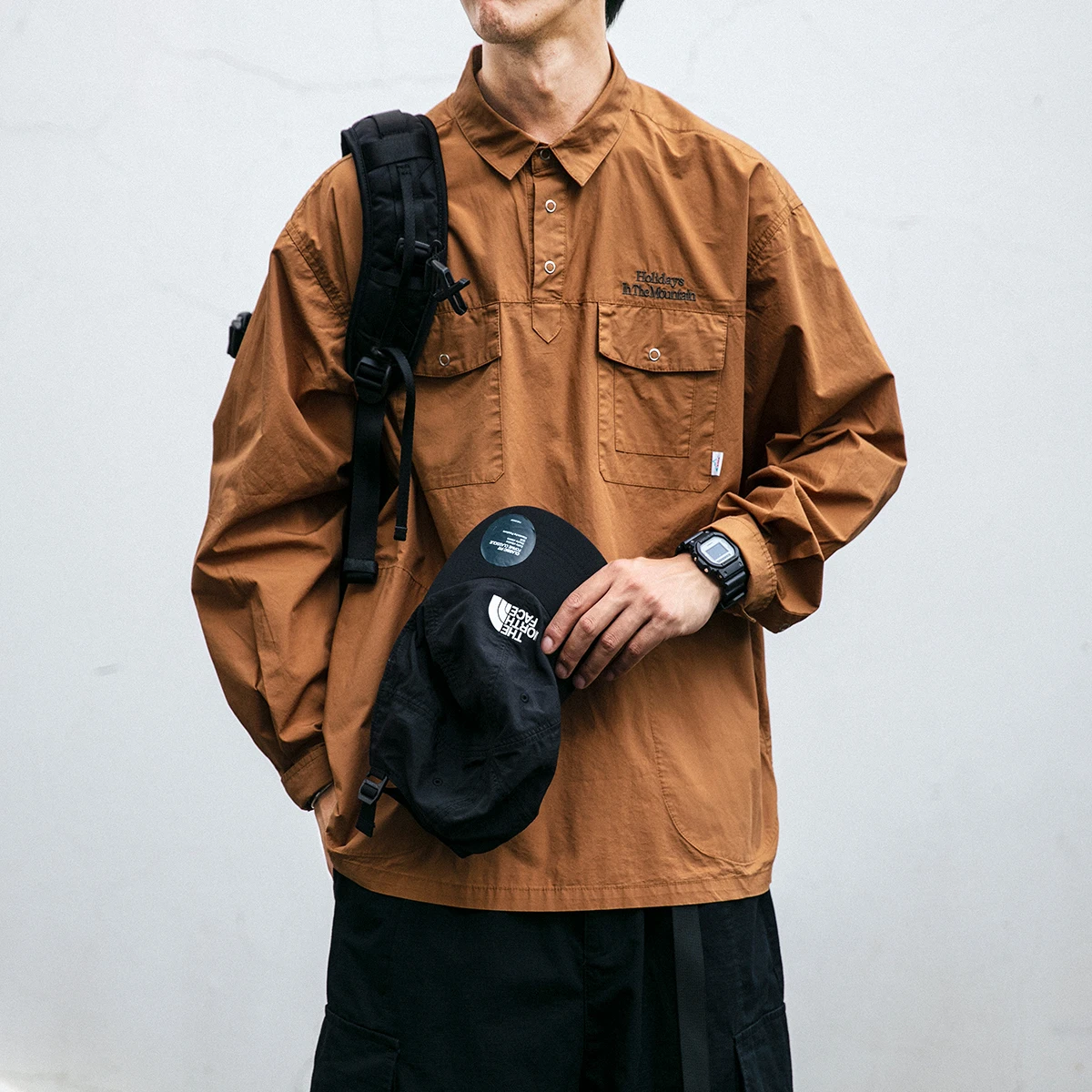 Streetwear japonais printemps et automne, pull à revers chemise poche broderie, vêtements de Couple, coréen Casual manteaux de haute qualité pour hommes