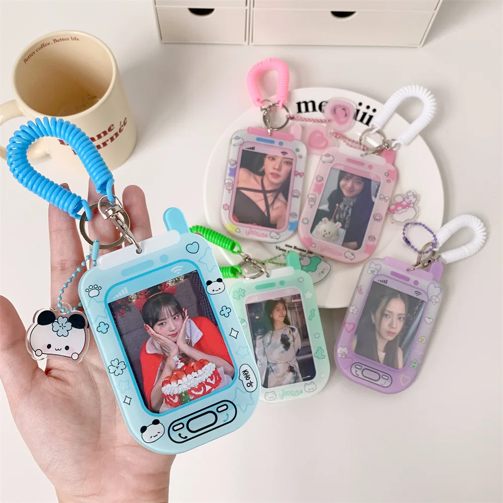 Cartoon Acrylic Photocard Frame Kpop Idol Photo Card Holder With Elastic String Ins Sweet Card Collectors Cards Protective Case