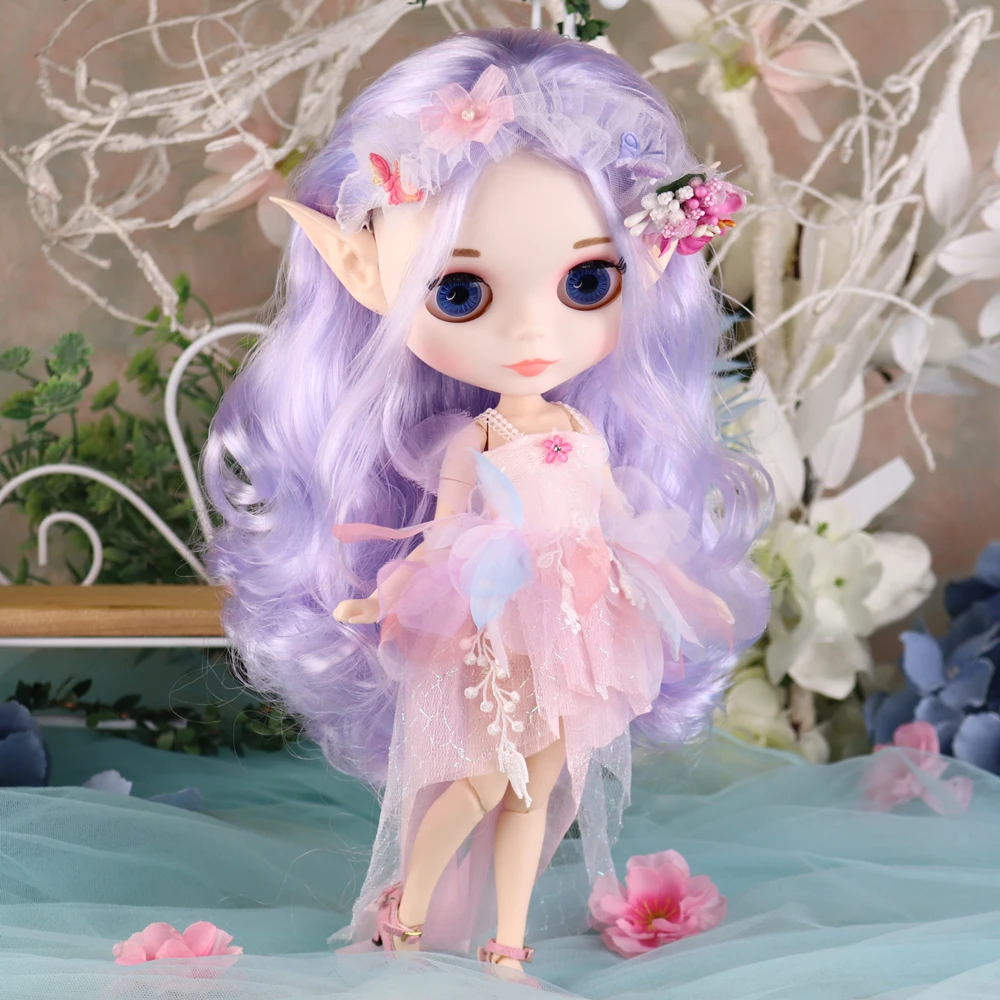 ICY DBS Blyth Puppe Lavendel Haar Blume Fee Kleid Messe Haut Matte Gesicht Cosplay Kostüm 30 cm BJD Festival Geschenk Geburtstag geschenk