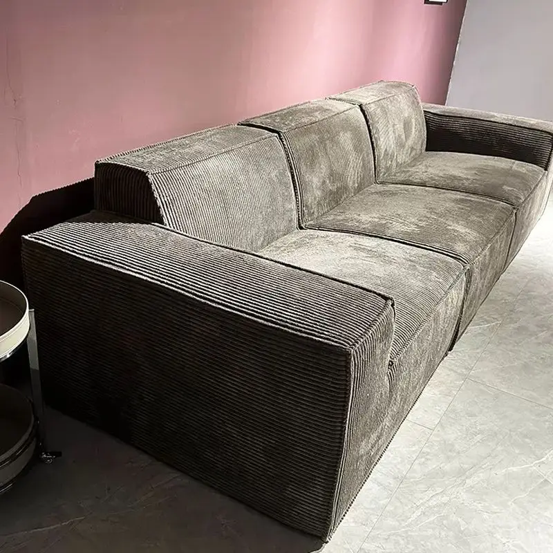 Nordic Light Luksusowy styl Materiał sztruksowy Sofa do salonu Hotel Sofa kompresyjna próżniowa Wypełnienie gąbki Sofa wieloosobowa