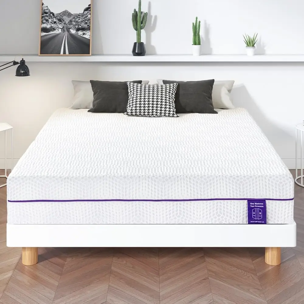 Lavender Soft & Firm Dual Sides Flippable Mattress 12 Inch Full Mattress,Gel Infused Memory Foam Mattress,Bamboo Charcoal,One