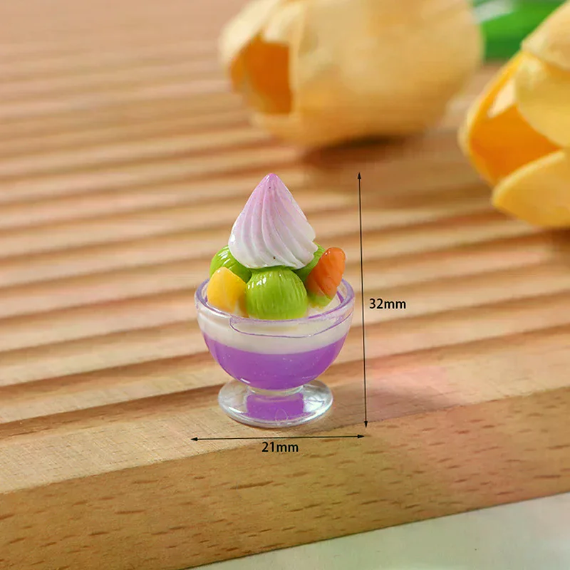 Mini sobremesa modelo acessórios decoração de casa 6 pçs casa de bonecas em miniatura copo creme sundae brinquedos de sorvete