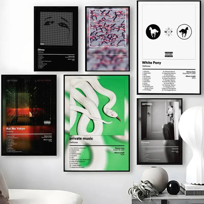 Singer D-Deftones Poster Waterproof Self-Stick Wall Art Stickers, Removable Wall Decor for Living Room and Bedroom