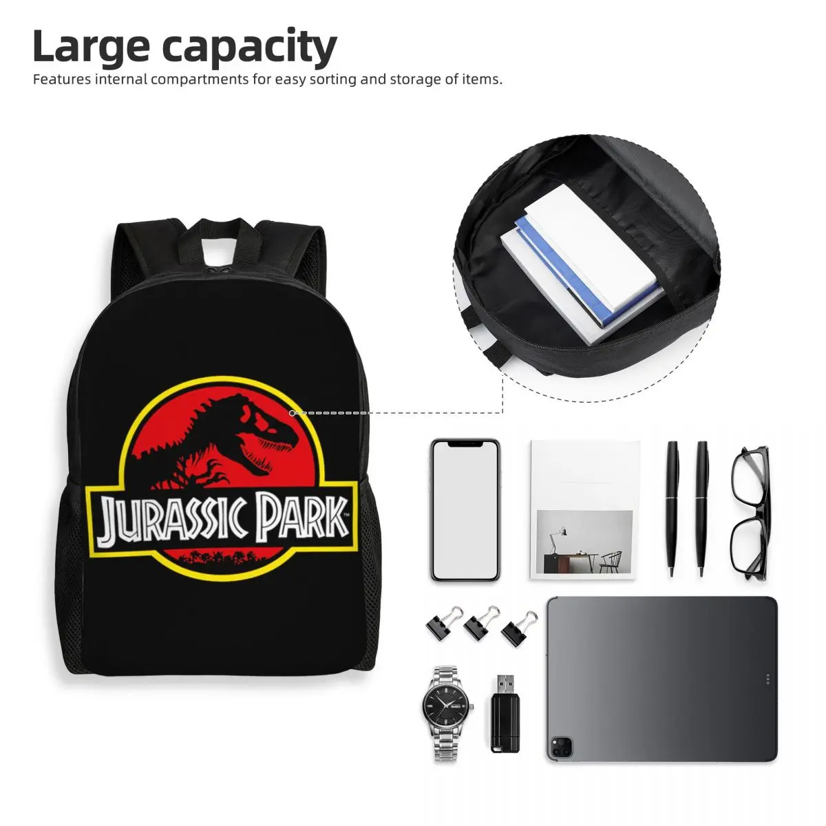 Customized Jurassic Park Backpacks Women Men Casual Bookbag for School College Dinosaur World Bags