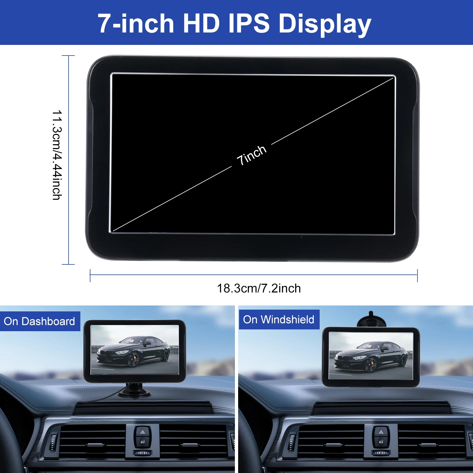 كاميرا الرؤية الخلفية المقاومة للماء مع شاشة IPS مقاس 7 بوصات، وكاميرا احتياطية للرؤية الليلية AHD، 150 °   خطوط توجيه واسعة الزاوية وقابلة للتعديل