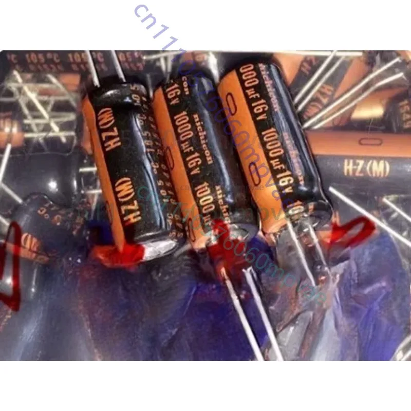 30pcs Japanese original nichicon 16V 1000UF 8X20 HZ 105c fever aluminum electrolytic capacitor copper pin
