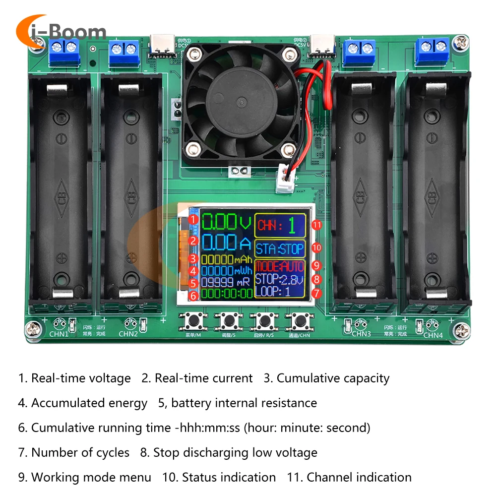 Imagem -03 - Carregamento e Descarga Automática Módulo Tester Resistência Interna Channel 18650 Bateria Capacidade