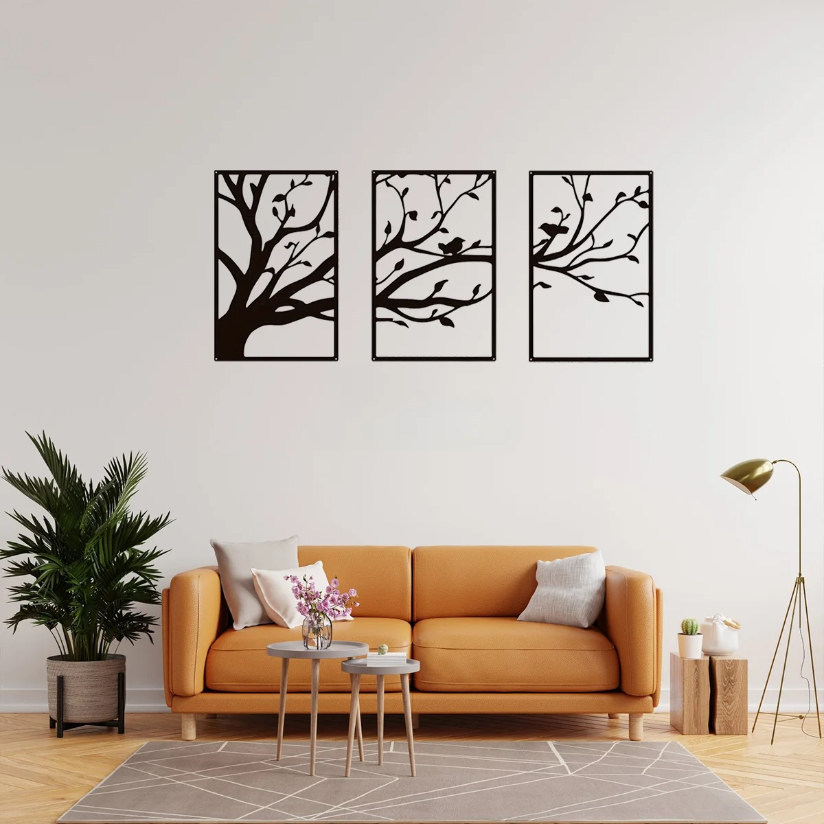 3pcs/set Tree of Life Metal Wall Art Branches Home Decor Modern Wall Mounted Decor Sticker Mural Living Room Office Decoration w