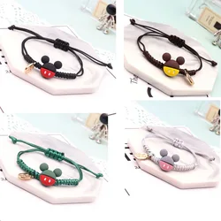 Disney Mickey Mouse Hand Rope Chain Bracelet Cartoon Leather Braided Classic Chain Bracelet for Kids Children Toys Jewelry Gift