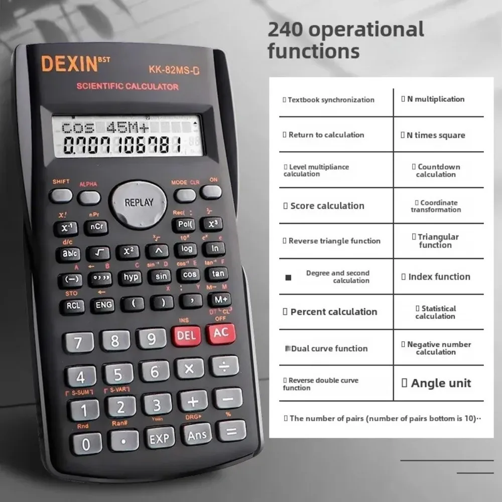 12 Digits Display Scientific Calculator Multifunctional Big Screen 240 Functions Calculator 2-Line Screen Portable