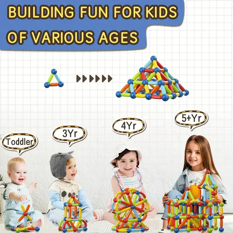 Juego de bloques de construcción magnéticos mágicos para niños, palos de bolas magnéticos, juegos de varillas, juguete educativo Montessori, 36 piezas