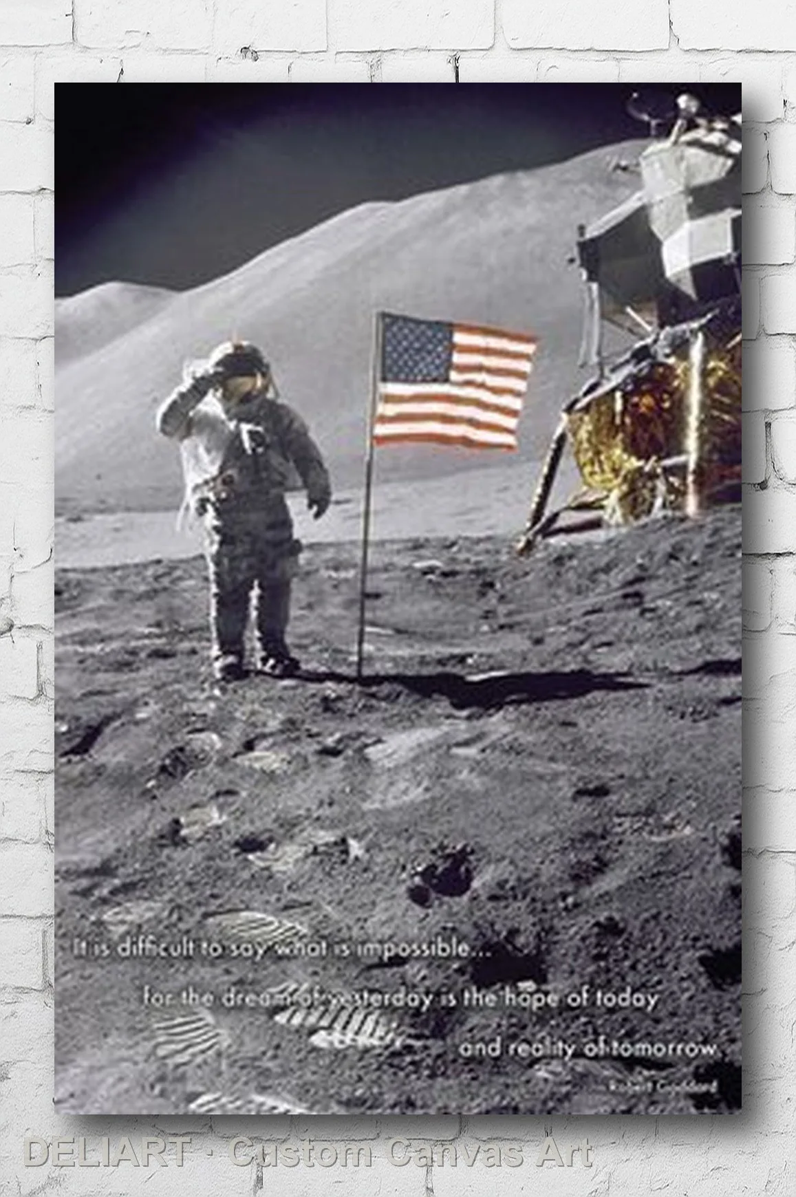 

AMERICAN MOON LANDING - INSPIRATIONAL QUOTE Canvas Poster SPACE ASTRONAUT Custom Size Available Home Decor Room Decoration