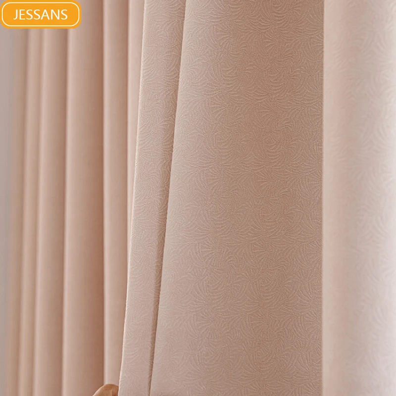 

Customized Pink Floral Fragments Thickened Chenille Curtains for Bedroom Living Room Floor To Ceiling Bay Window Partition