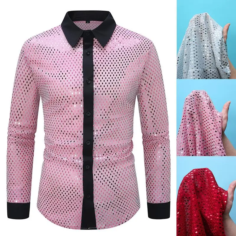 

Men's Large Diamond Scale Shirt Performance Outfit Long Sleeve Non-Iron Treatment Dance Apparel Other Material 100% Summer 2015