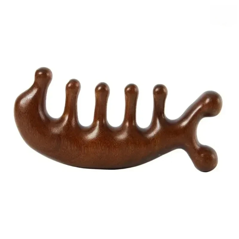 1PCS Natural Wood Meridian Massage Comb Wide Tooth Gua Sha Scalp Head Face Body Therapy Anti-static Handmade Sandalwood Comb