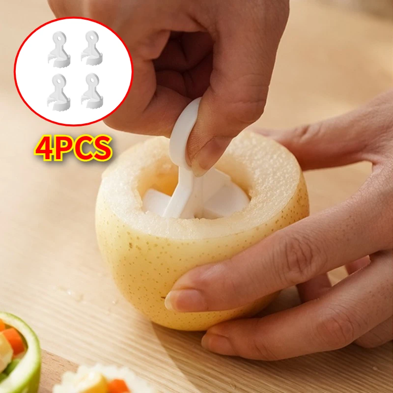 4PCS Portable Fruit Core Remover Vegetable Seed Extractor Durable Kitchen Gadget for Pear Cherry Jujube Pitting Removal Tool