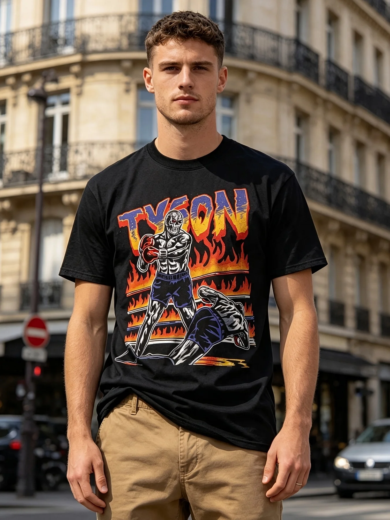 Men's Skeletal Boxer Knockout Flaming Retro Fight Art T-Shirt Great Present for Combat Sports Hobby Collectors