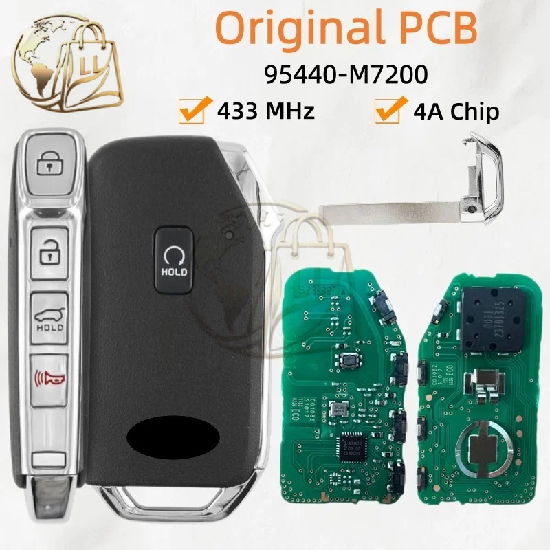 Original PCB For KIA Forte 2022 Smart Remote Key After-Sales Market Shell 4+1 Buttons 433 MHz 4A Chip FCC ID: 95440-M7200