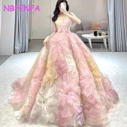 NBFENFA Colorful Wedding Dress for Women 2024 New Trailing Bridal Dress Tube Top Light Luxury Dresses Gowns Vestidos De Novia