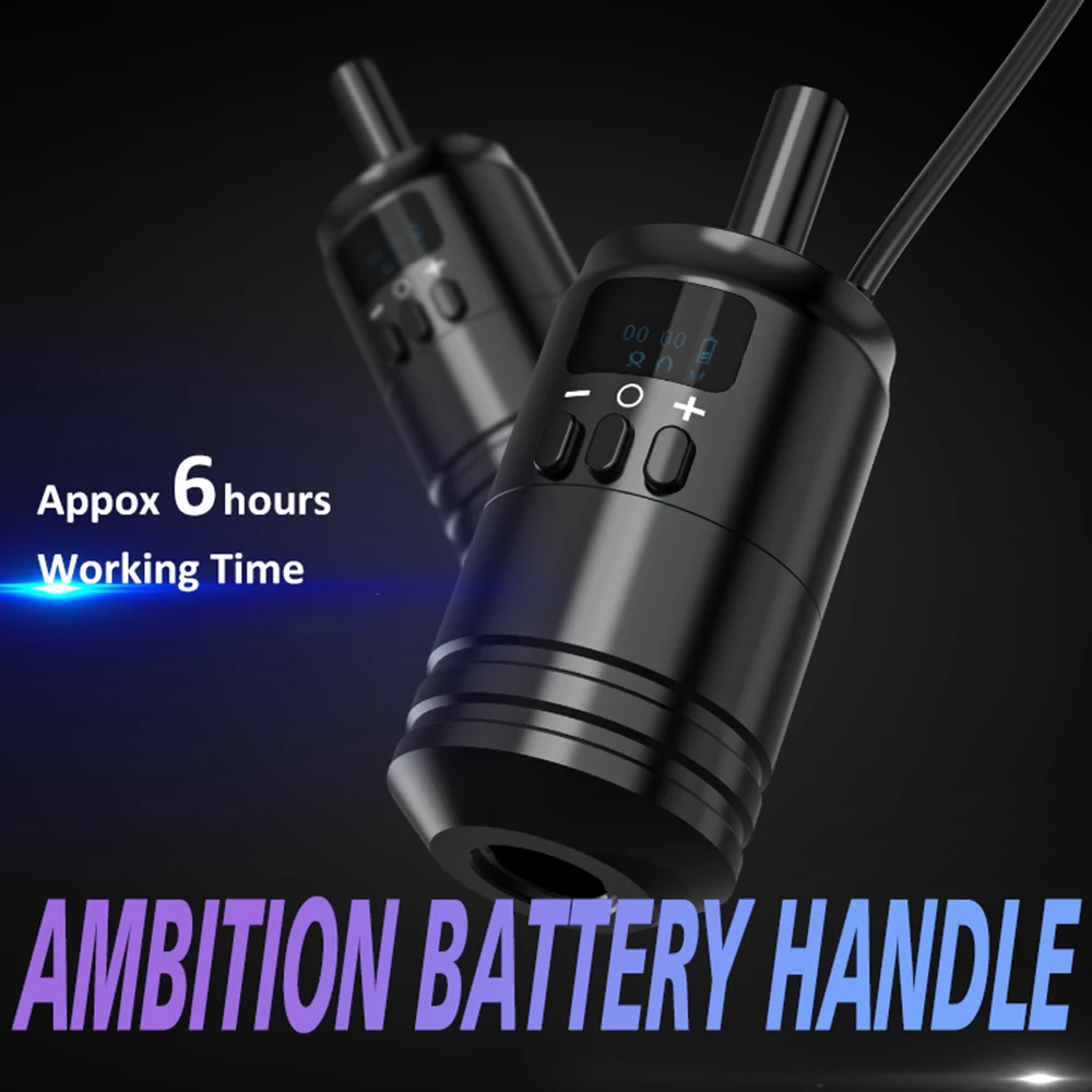 Ambition Wireless Tattoo Battery Grip Power 1600mAh RCA Interface Portable 34mm Size For Rotary Cartridge Tattoo Machines