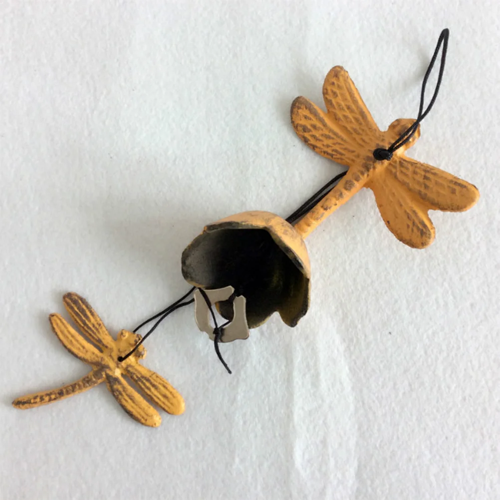 

Yellow Iron Dragonfly Wind Chimes Hanging Pendant for Patio Garden Home Car Decoration Birthday Gift Metal Wind Bell