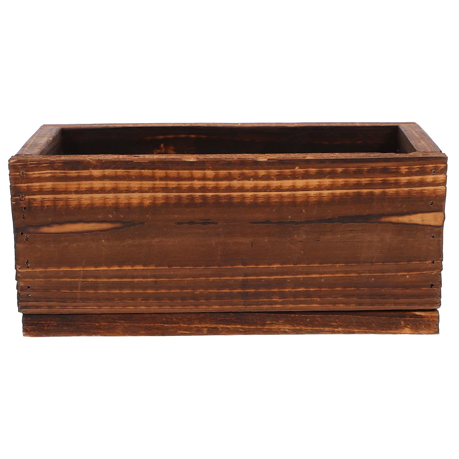 

Window Succulent Pot Solid Wood Flowerpot Rectangle Planter Indoor Brown Planters