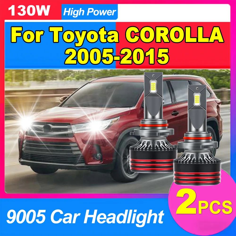 

2 шт., высокая мощность 9005, автоматические фары, лампы 30000LM, 150 Вт, светодиодные автомобильные фары, 6000 К, белые чипы CSP, 12 В для Toyota COROLLA 2005-2015