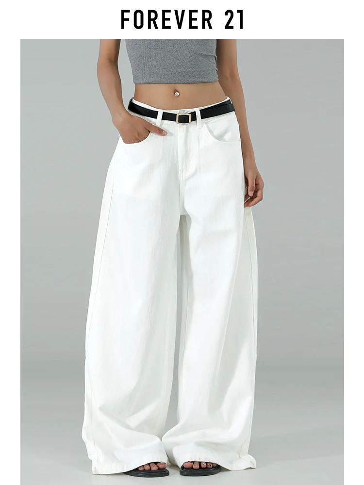 

Forever 2 American Sle Low Waist Wide Leg Jeans Women Summer Thin Loose Slimming Drapey Straight Leg Pants White